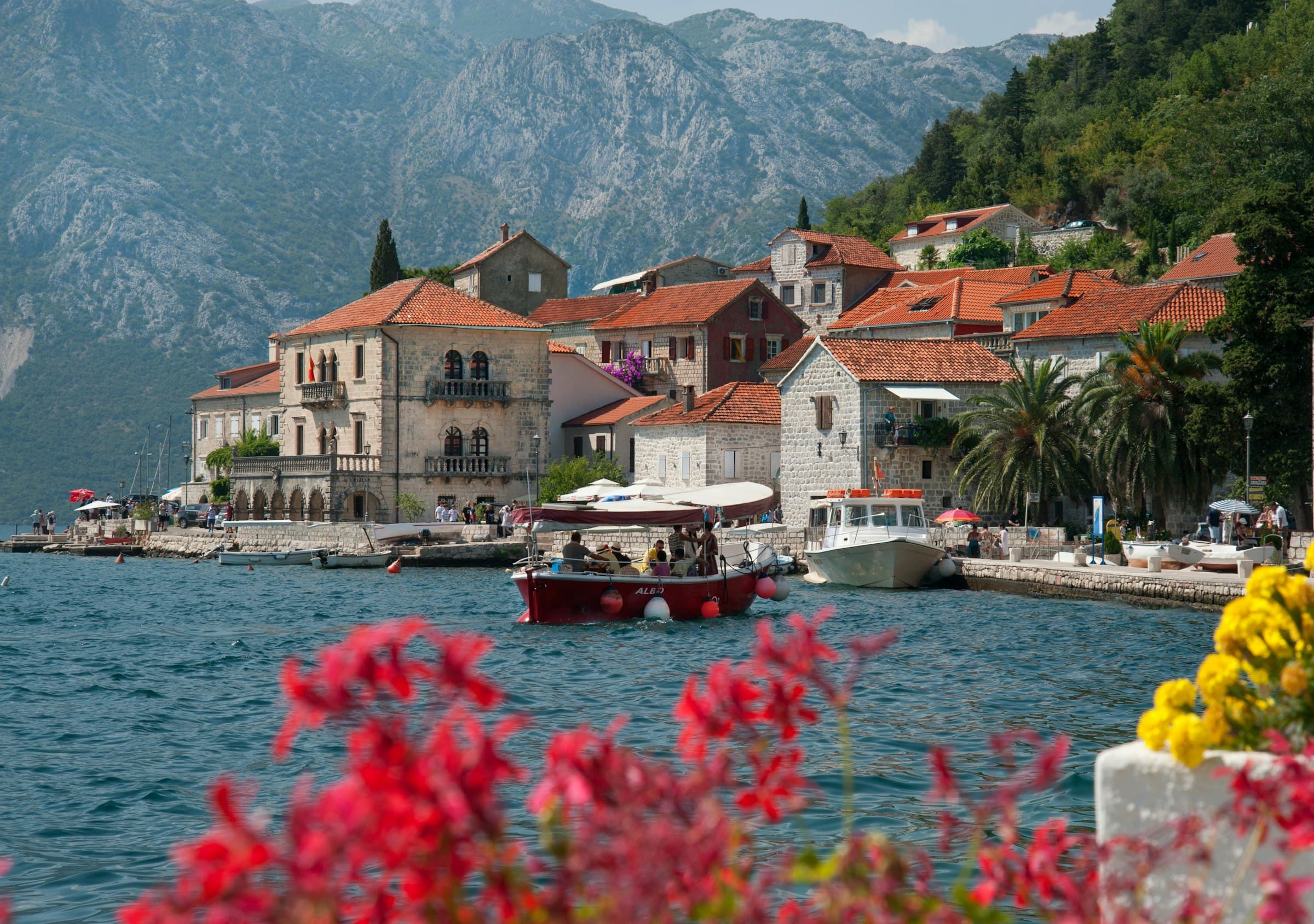 Perast baroque palaces along the waterfront